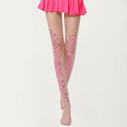 Sheer Sequin Dot Tights with Stretch Fit, Lightweight Sparkle Pantyhose Stockings