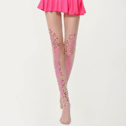 Sheer Sequin Dot Tights with Stretch Fit, Lightweight Sparkle Pantyhose Stockings