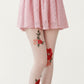 Sheer Floral Embroidered Tights with Rose Applique Detail, Stretch Lightweight Pantyhose