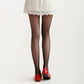 Sheer Floral Embroidered Tights with Rose Applique Detail, Stretch Lightweight Pantyhose