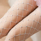 Rhinestone Fishnet Tights with Stretch Fit, Diamond Pattern Sheer Stockings