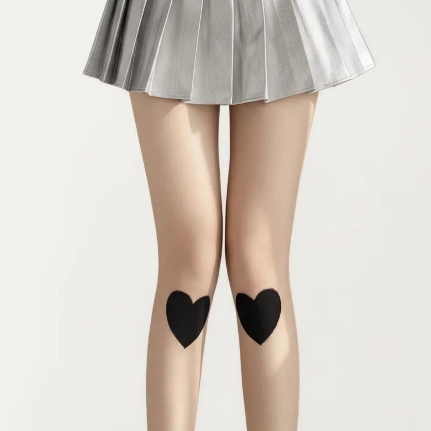 Sheer Heart Knee Patch Tights with Stretch Fit, Lightweight Pantyhose Stockings