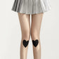 Sheer Heart Knee Patch Tights with Stretch Fit, Lightweight Pantyhose Stockings