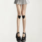Sheer Heart Knee Patch Tights with Stretch Fit, Lightweight Pantyhose Stockings