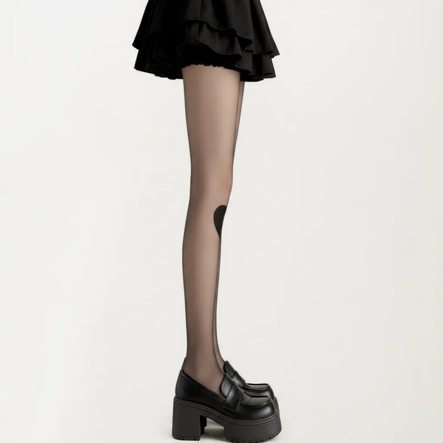 Sheer Heart Knee Patch Tights with Stretch Fit, Lightweight Pantyhose Stockings