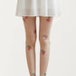 Sheer Cherry Embroidered Tights with Stretch Fit, Lightweight Pantyhose Stockings