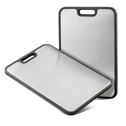 Stainless Steel Cutting Board with Double Sided Kitchen Chopping Board Durable Food Prep Surface
