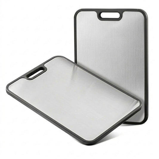 Stainless Steel Cutting Board with Double Sided Kitchen Chopping Board Durable Food Prep Surface