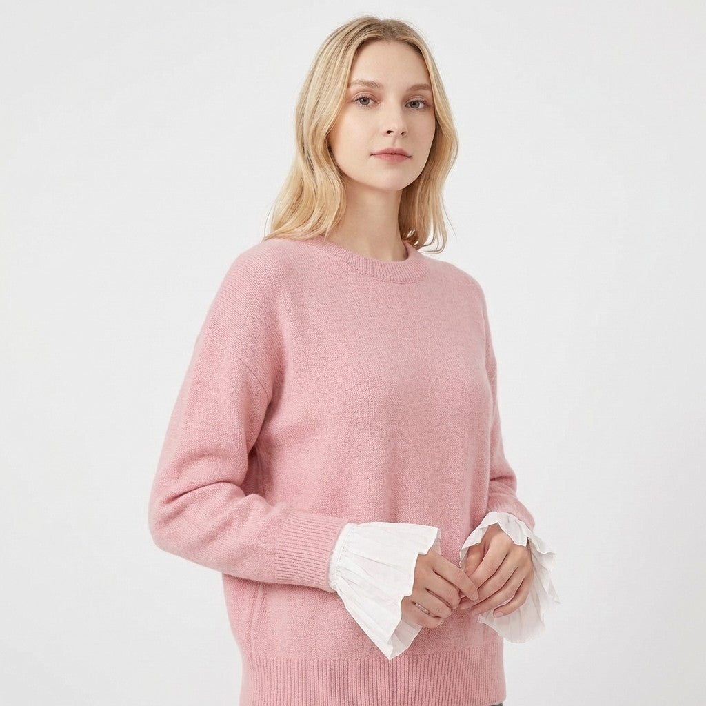 Ruffle Detachable Collar and Cuffs Set Faux Layering Accessory Button Closure Lightweight