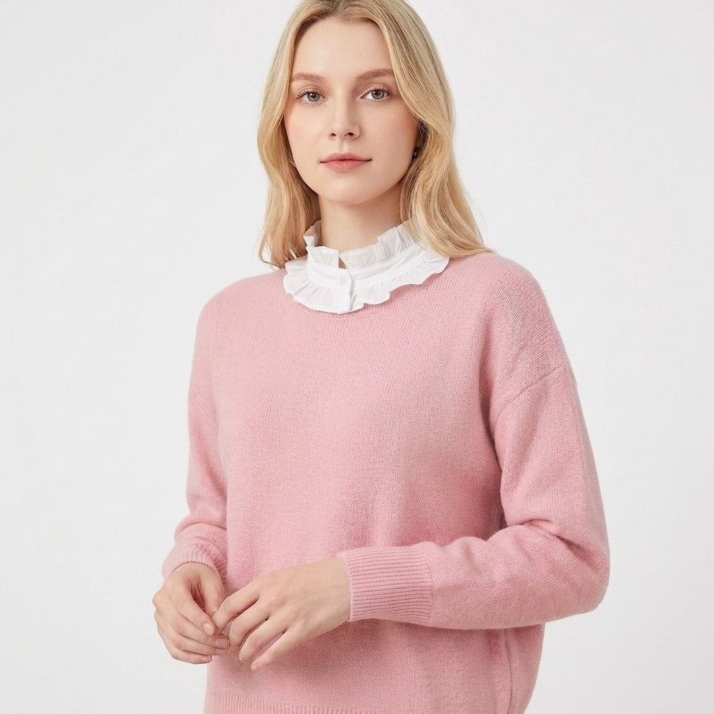 Ruffle Detachable Collar and Cuffs Set Faux Layering Accessory Button Closure Lightweight