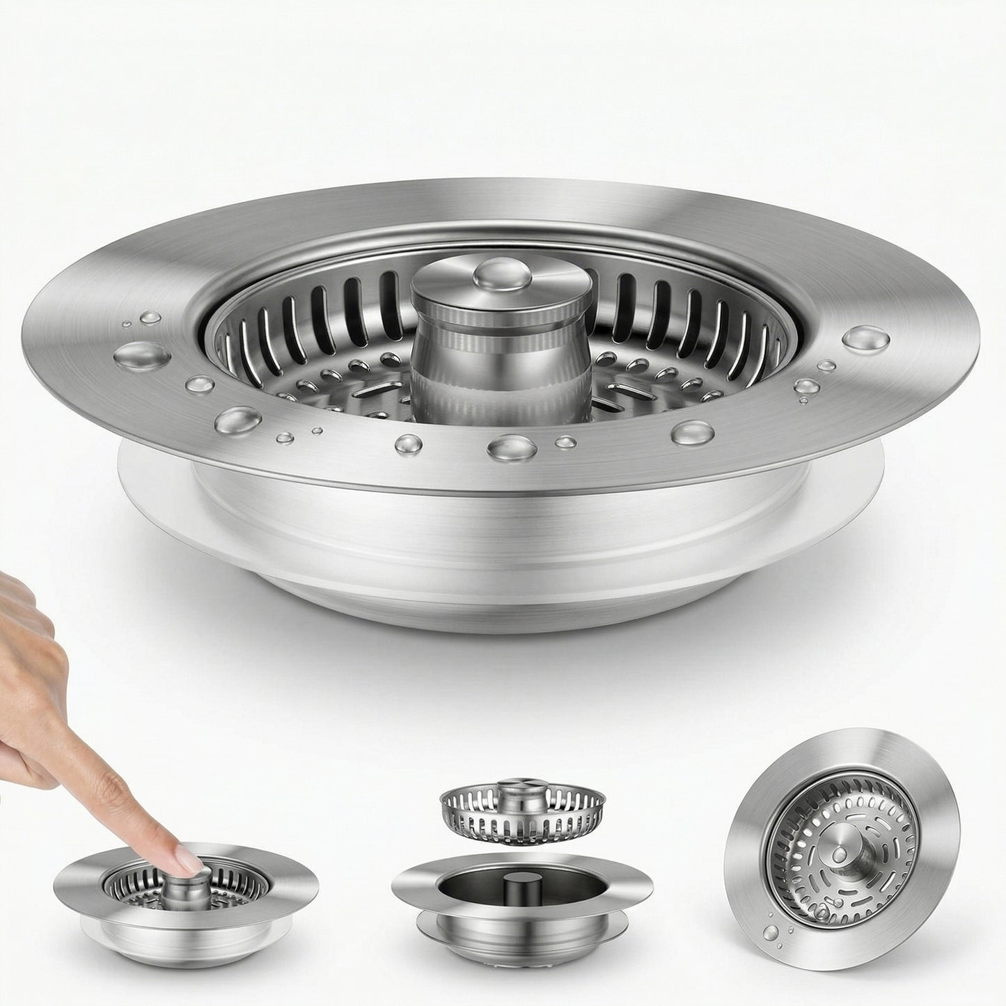 Stainless Steel Sink Strainer with Removable Basket Anti Clog Kitchen Drain Filter Durable Resistant