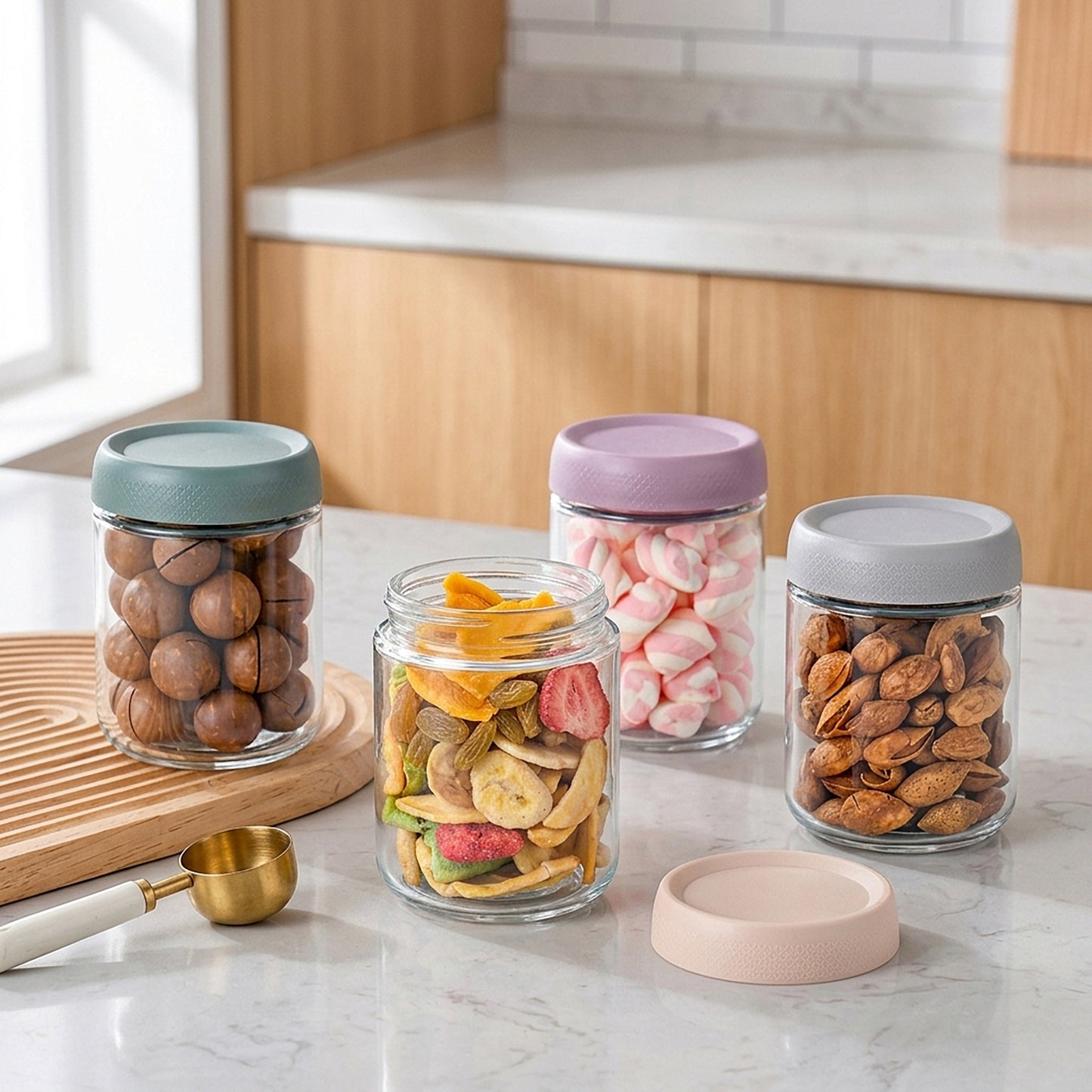 Glass Storage Jars with Airtight Lids Food Storage Containers Kitchen Canisters Set