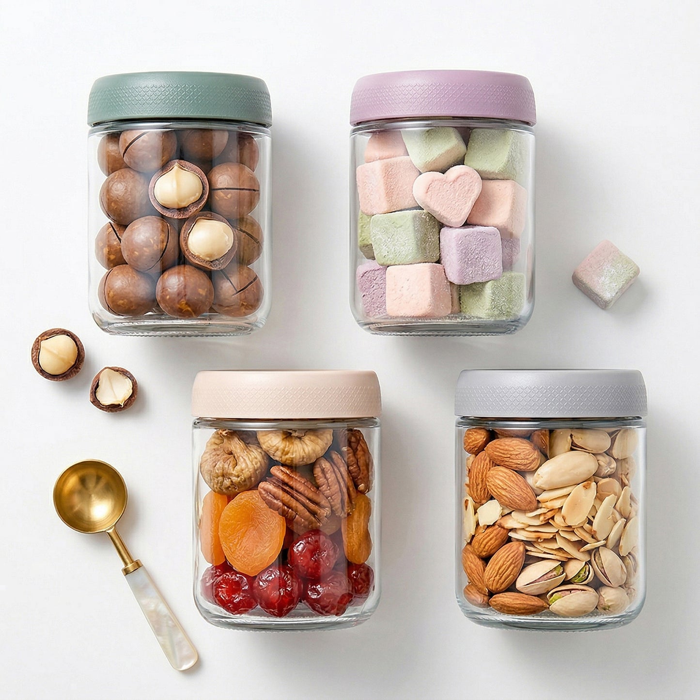 Glass Storage Jars with Airtight Lids Food Storage Containers Kitchen Canisters Set