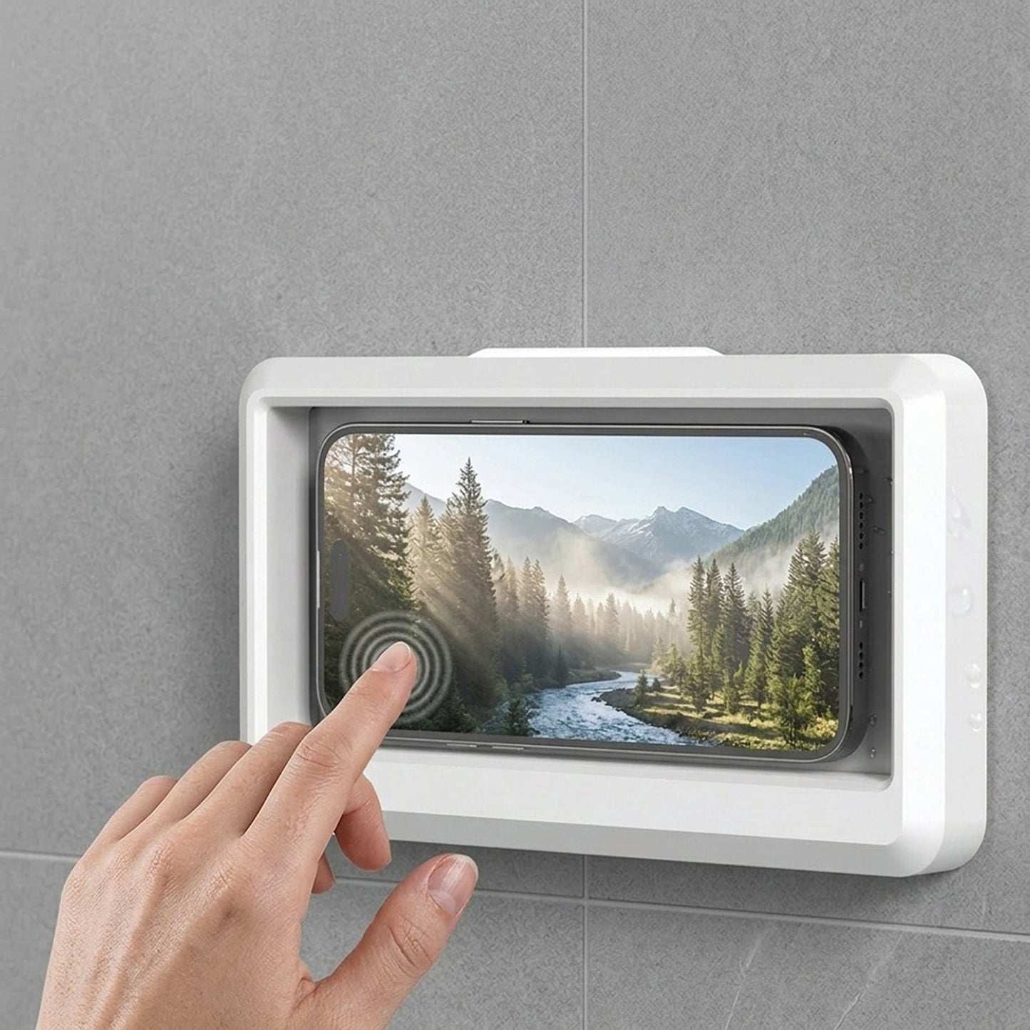 Waterproof Phone Holder Case for Shower Wall Mount Touch Screen Compatible Bathroom Phone Holder