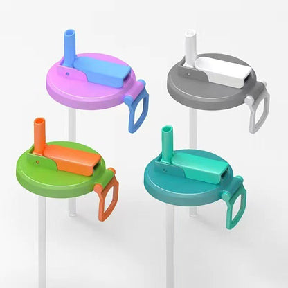 4-PC Replacement Straw Lid with Flip Top and Carry Handle Compatible with Tumblers and Water Bottles