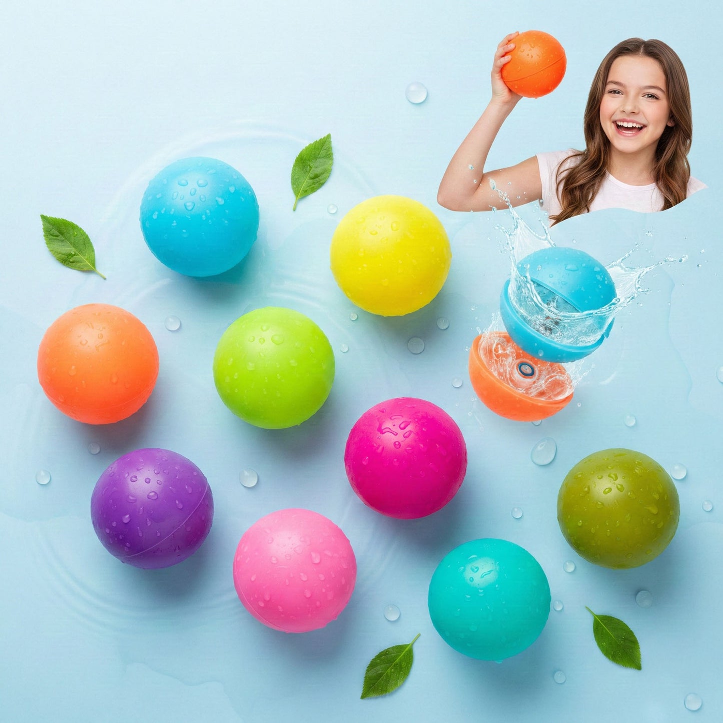 Reusable Water Balloon Balls Soft Silicone Splash Toys Easy Fill Self Sealing Design