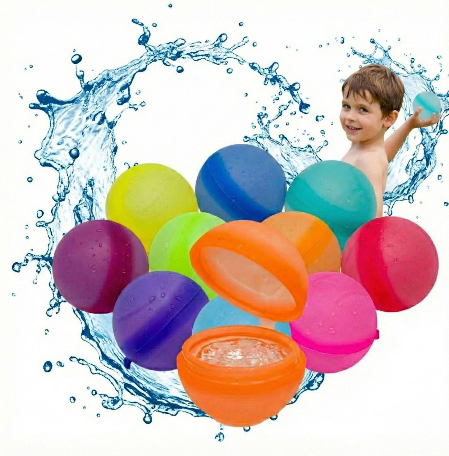 Reusable Water Balloon Balls Soft Silicone Splash Toys Easy Fill Self Sealing Design