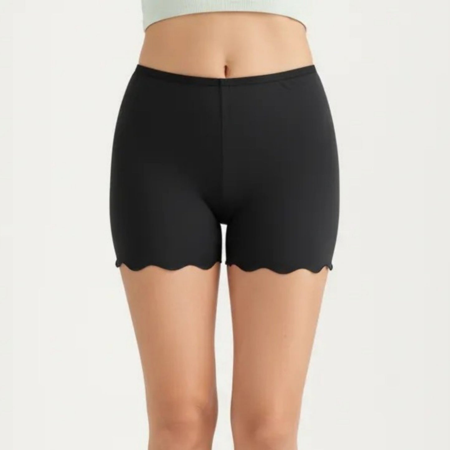 Seamless Shaping Shorts with Scalloped Hem, High Stretch Fit and Smooth Lightweight Design