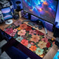 Gaming Mouse Pad Desk Mat with Floral Print Stitched Edges for Keyboard and Laptop