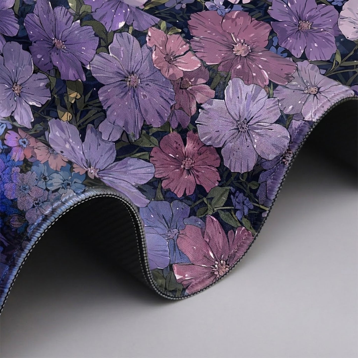 Gaming Mouse Pad Desk Mat with Floral Print Stitched Edges for Keyboard and Laptop