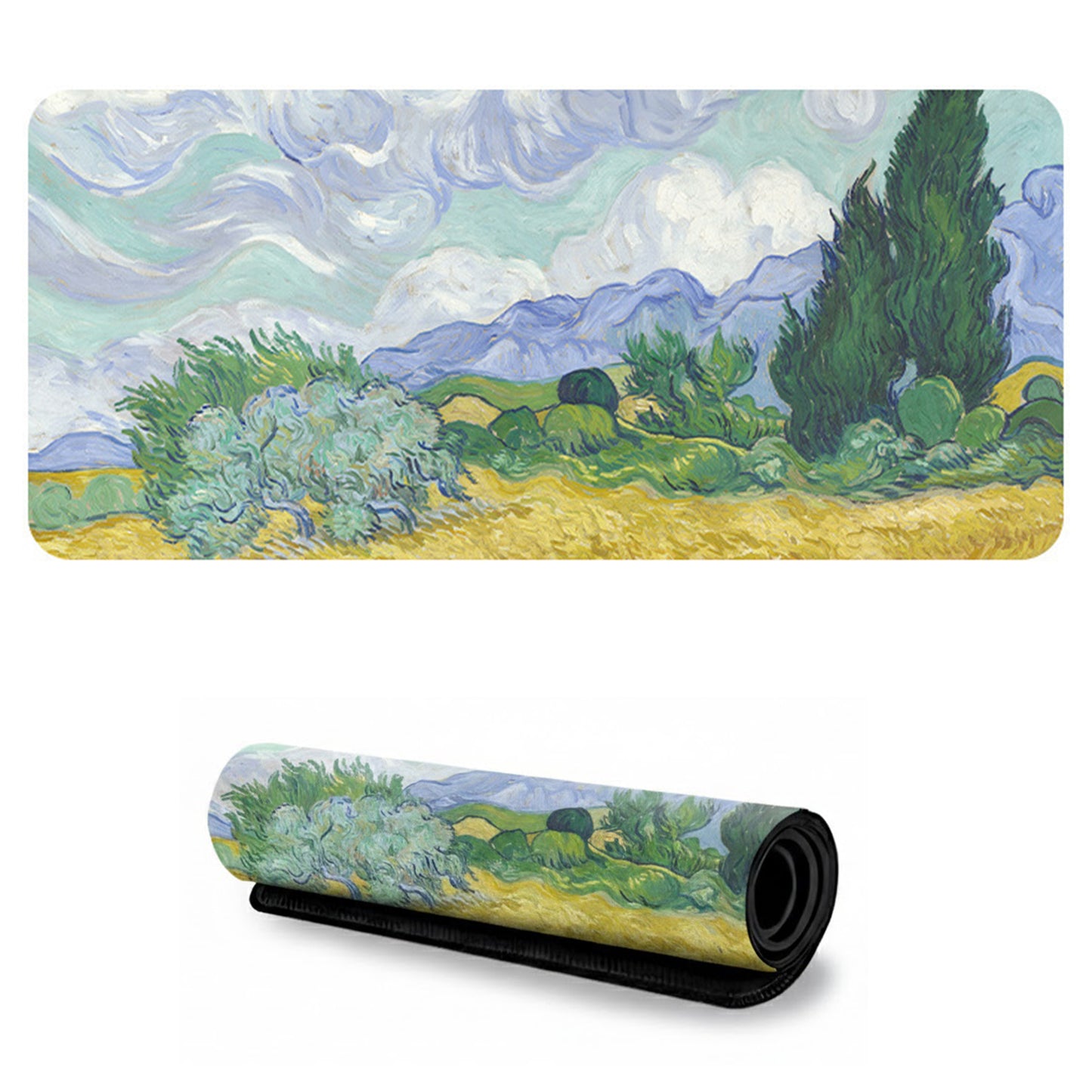 Gaming Mouse Pad Large Desk Mat with Impressionist Art Print for Keyboard Laptop and Office