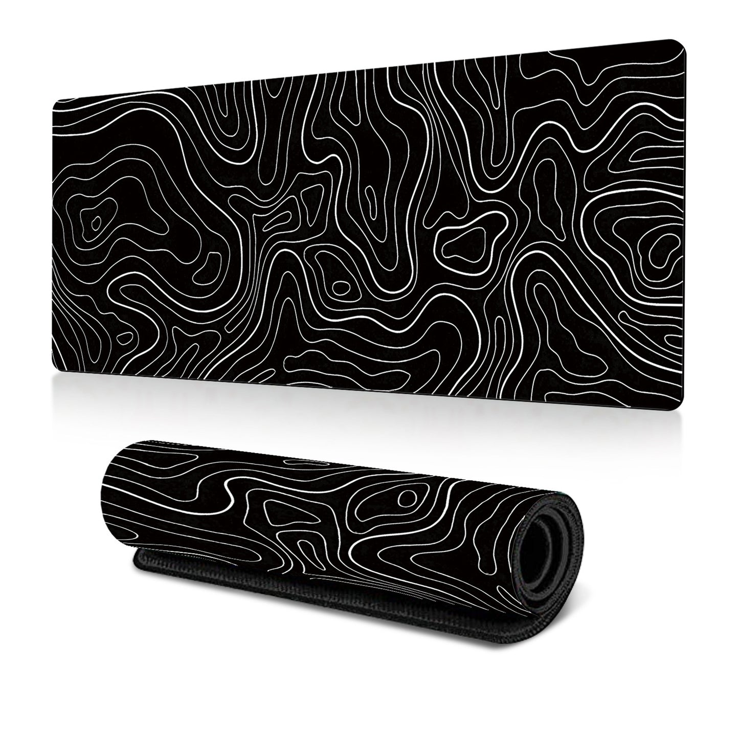 Extended Gaming Mouse Pad Large Desk Mat with Modern Topographic Pattern for Office