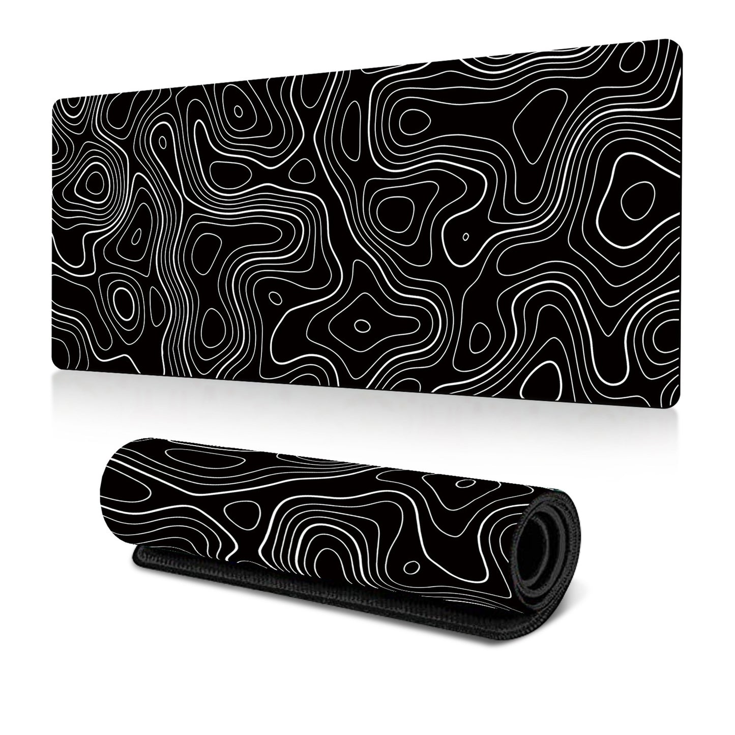 Extended Gaming Mouse Pad Large Desk Mat with Modern Topographic Pattern for Office