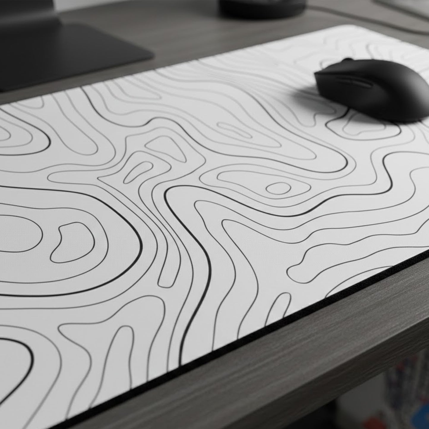 Extended Gaming Mouse Pad Large Desk Mat with Modern Topographic Pattern for Office