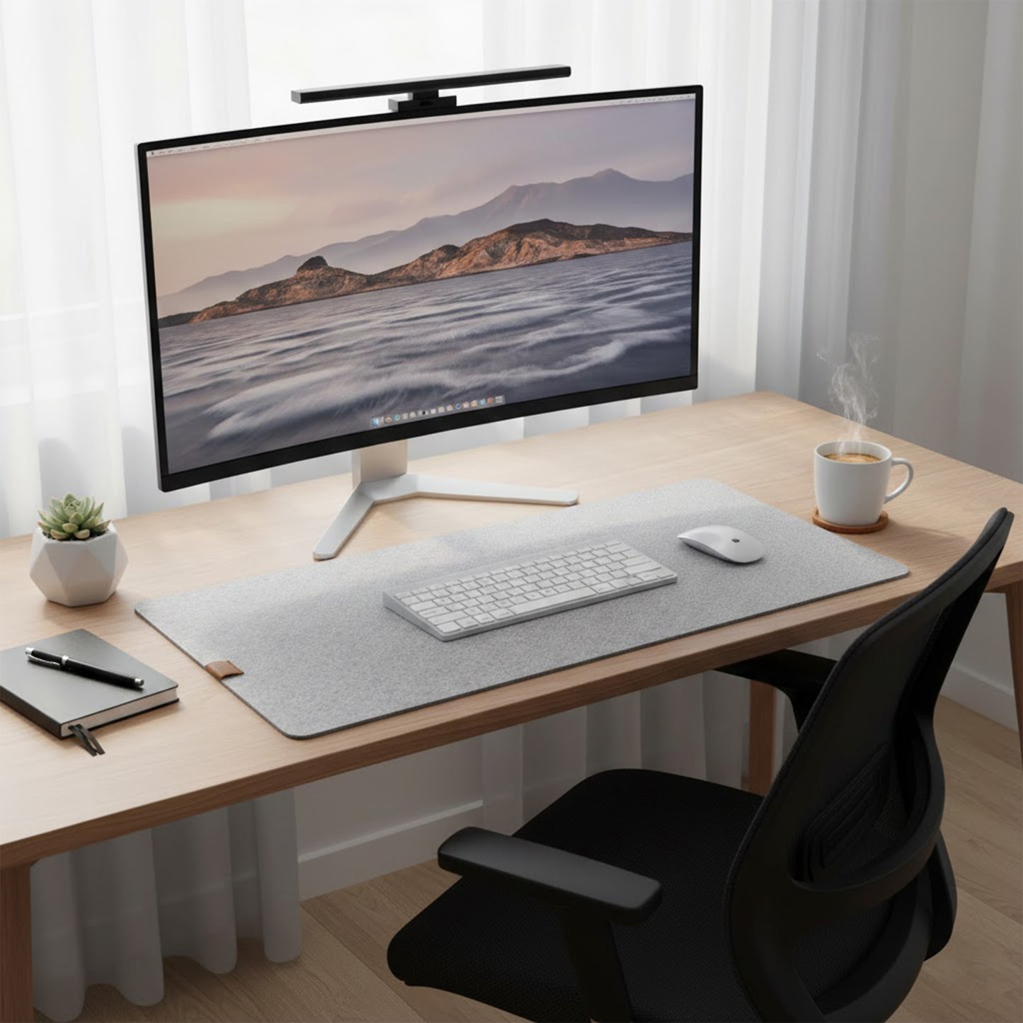 Large Felt Desk Mat Extended Mouse Pad with Dotted Backing Protective Surface