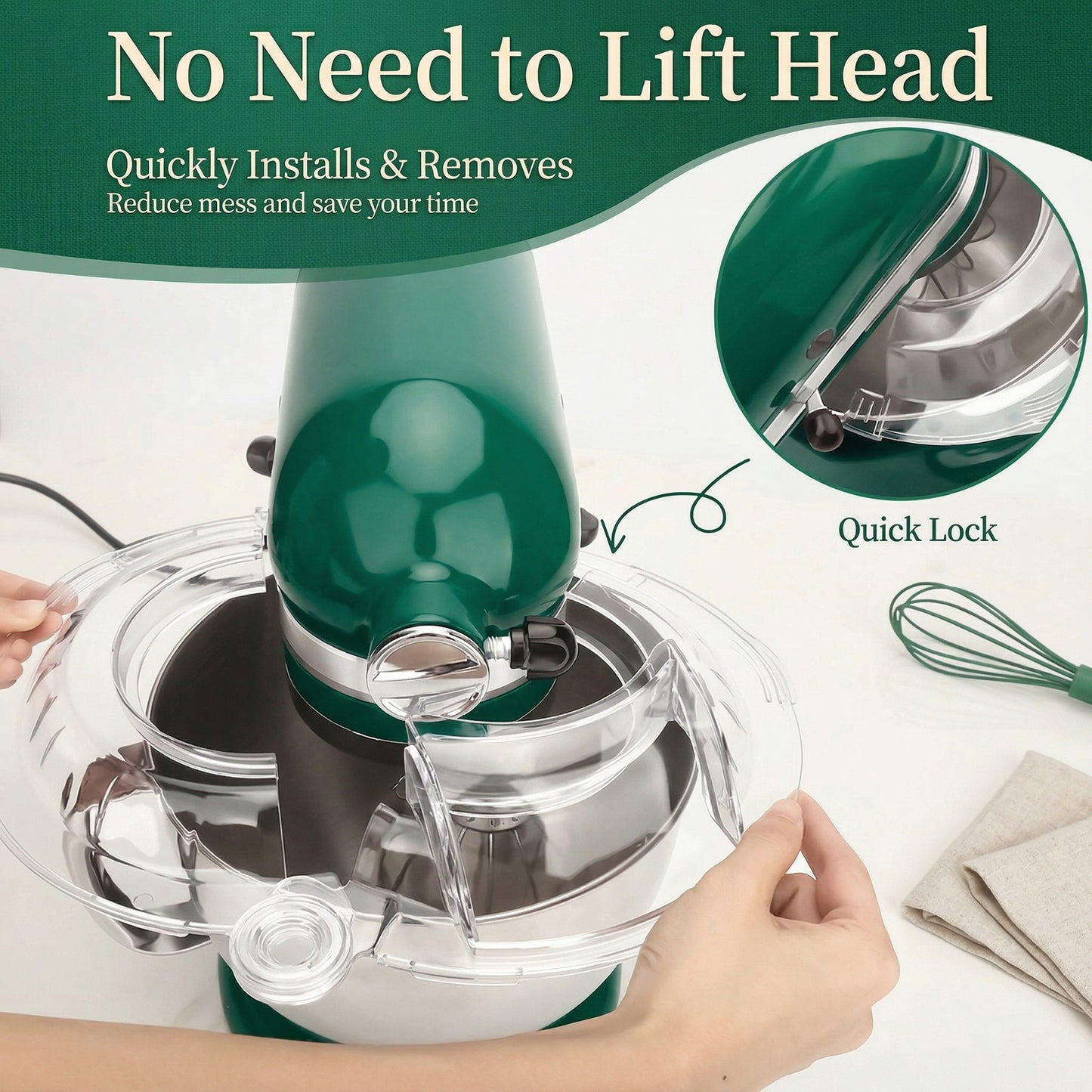 Stand Mixer Pouring Shield with Ingredient Chute Clear Splash Guard Compatible with KitchenAid