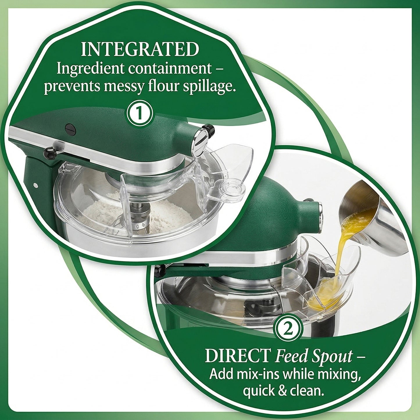 Stand Mixer Pouring Shield with Ingredient Chute Clear Splash Guard Compatible with KitchenAid