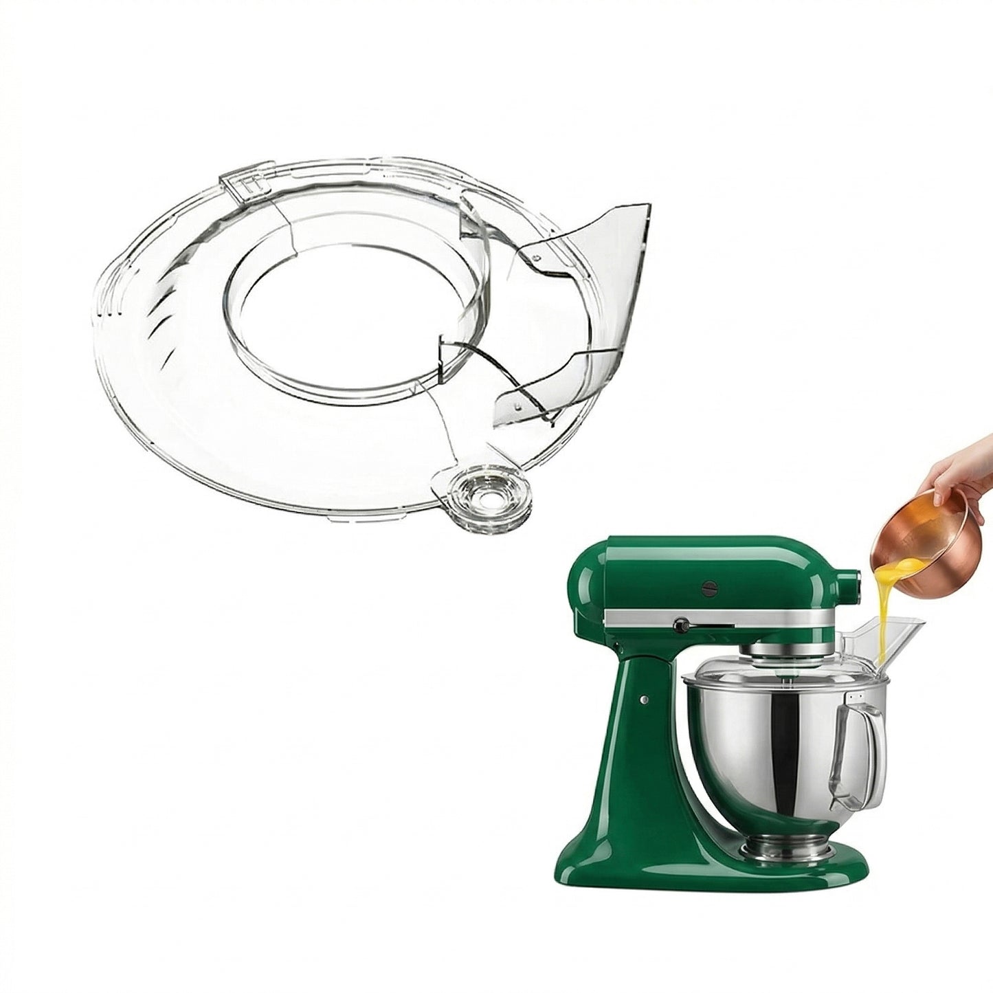 Stand Mixer Pouring Shield with Ingredient Chute Clear Splash Guard Compatible with KitchenAid
