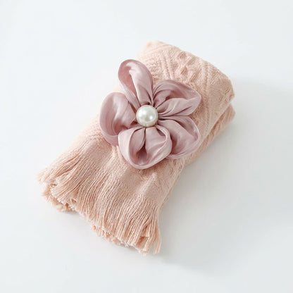 Soft Cotton Decorative Hand Towel with Fringe Edges Textured Pattern Bathroom Guest Towel
