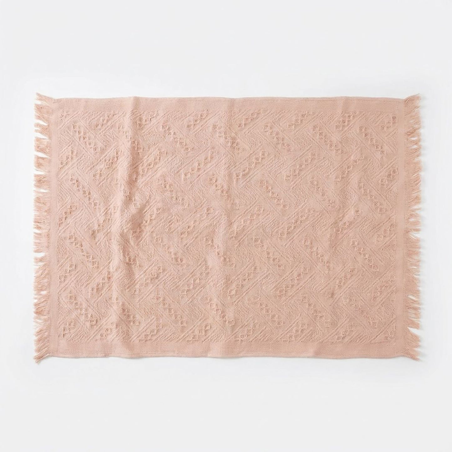 Soft Cotton Decorative Hand Towel with Fringe Edges Textured Pattern Bathroom Guest Towel