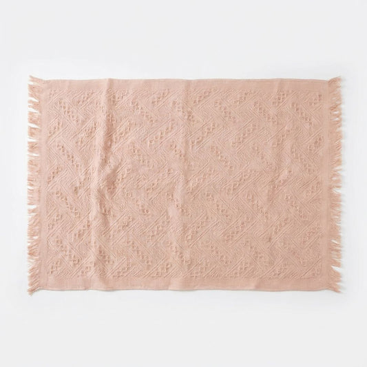 Soft Cotton Decorative Hand Towel with Fringe Edges Textured Pattern Bathroom Guest Towel