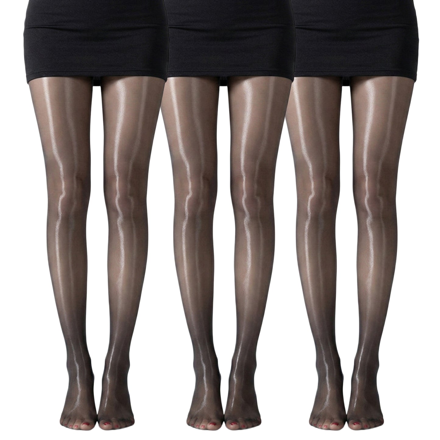 3-Pack Sheer Glossy Shine Tights with Ultra Smooth Stretch Knit Hosiery Pantyhose