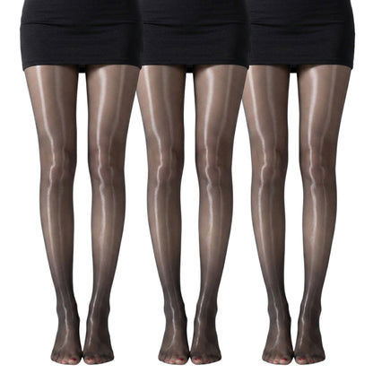 3-Pack Sheer Glossy Shine Tights with Ultra Smooth Stretch Knit Hosiery Pantyhose