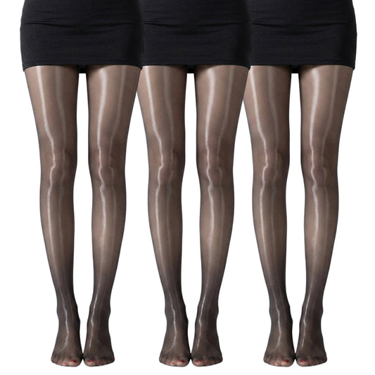 3-Pack Sheer Glossy Shine Tights with Ultra Smooth Stretch Knit Hosiery Pantyhose