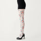 Sheer Floral Pattern Tights with All Over Rose Print Design Stretch Knit Hosiery Pantyhose
