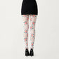 Sheer Floral Pattern Tights with All Over Rose Print Design Stretch Knit Hosiery Pantyhose