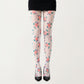 Sheer Floral Pattern Tights with All Over Rose Print Design Stretch Knit Hosiery Pantyhose