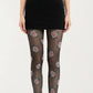 Sheer Floral Pattern Tights with All Over Rose Print Design Stretch Knit Hosiery Pantyhose
