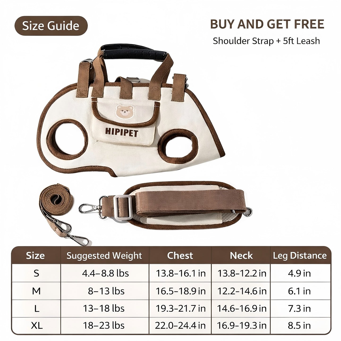 Small Dog Carrier Bag with Adjustable Shoulder Strap Hands Free Pet Carrying Harness for Travel