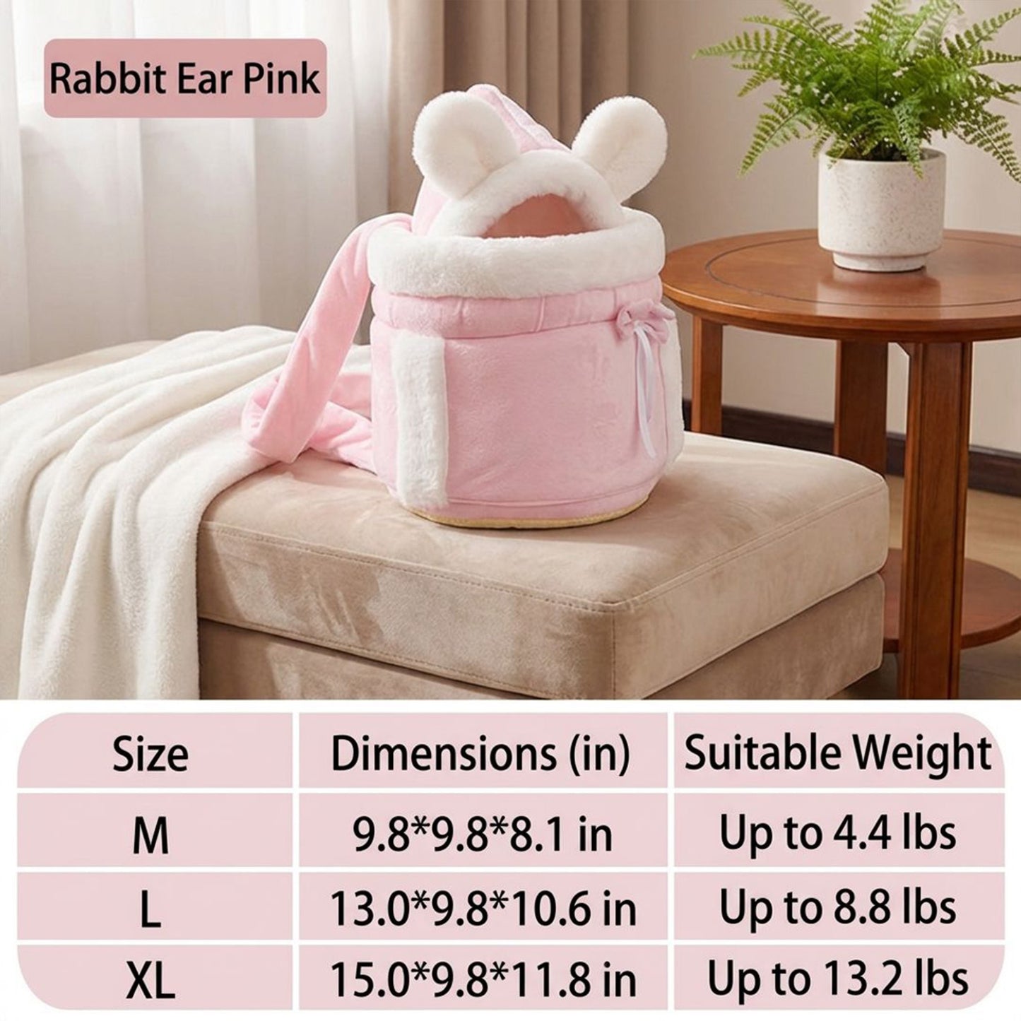 Cat Carrier Bag Soft Plush Rabbit Ear Pet Backpack Travel Carrier for Small Cats and Kittens