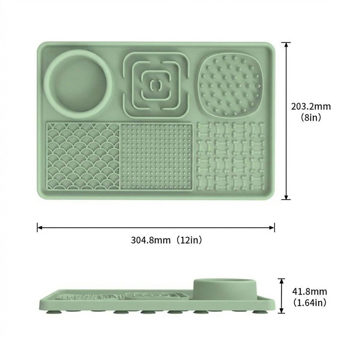 6 in 1 Dog Lick Mat Slow Feeder with Bowl Multifunction Pet Feeding Mat Non Slip Silicone