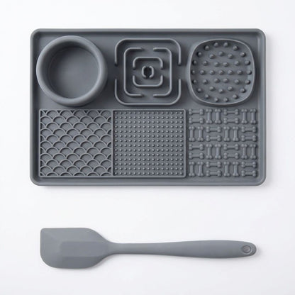 6 in 1 Dog Lick Mat Slow Feeder with Bowl Multifunction Pet Feeding Mat Non Slip Silicone
