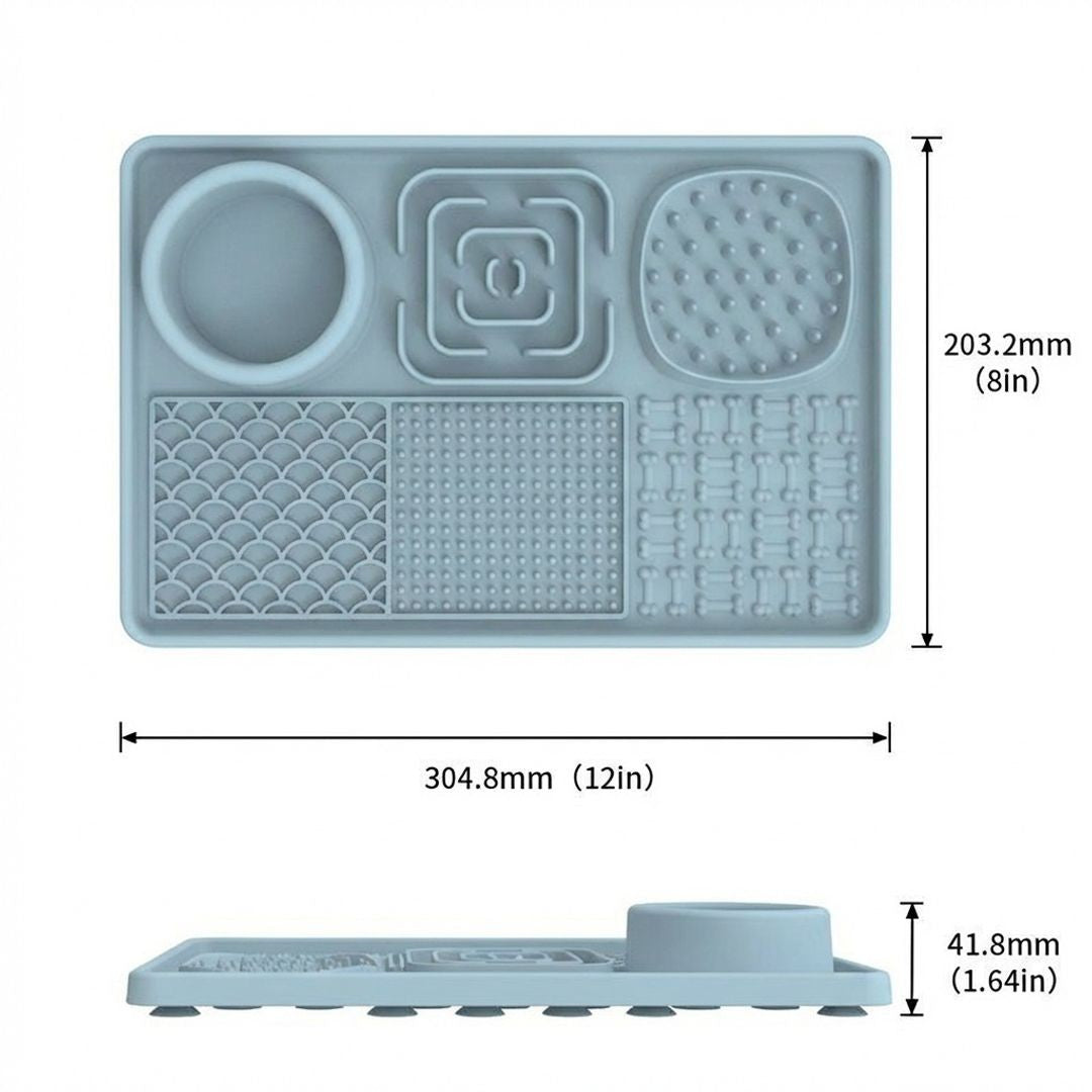 6 in 1 Dog Lick Mat Slow Feeder with Bowl Multifunction Pet Feeding Mat Non Slip Silicone