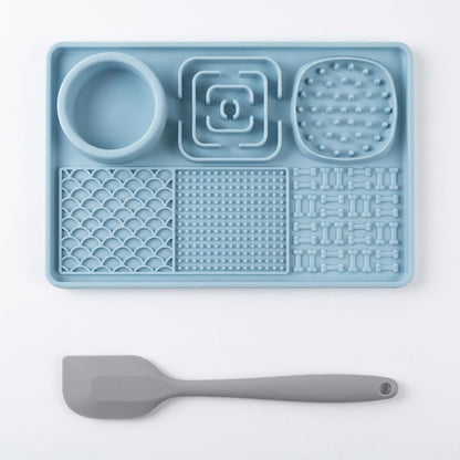 6 in 1 Dog Lick Mat Slow Feeder with Bowl Multifunction Pet Feeding Mat Non Slip Silicone