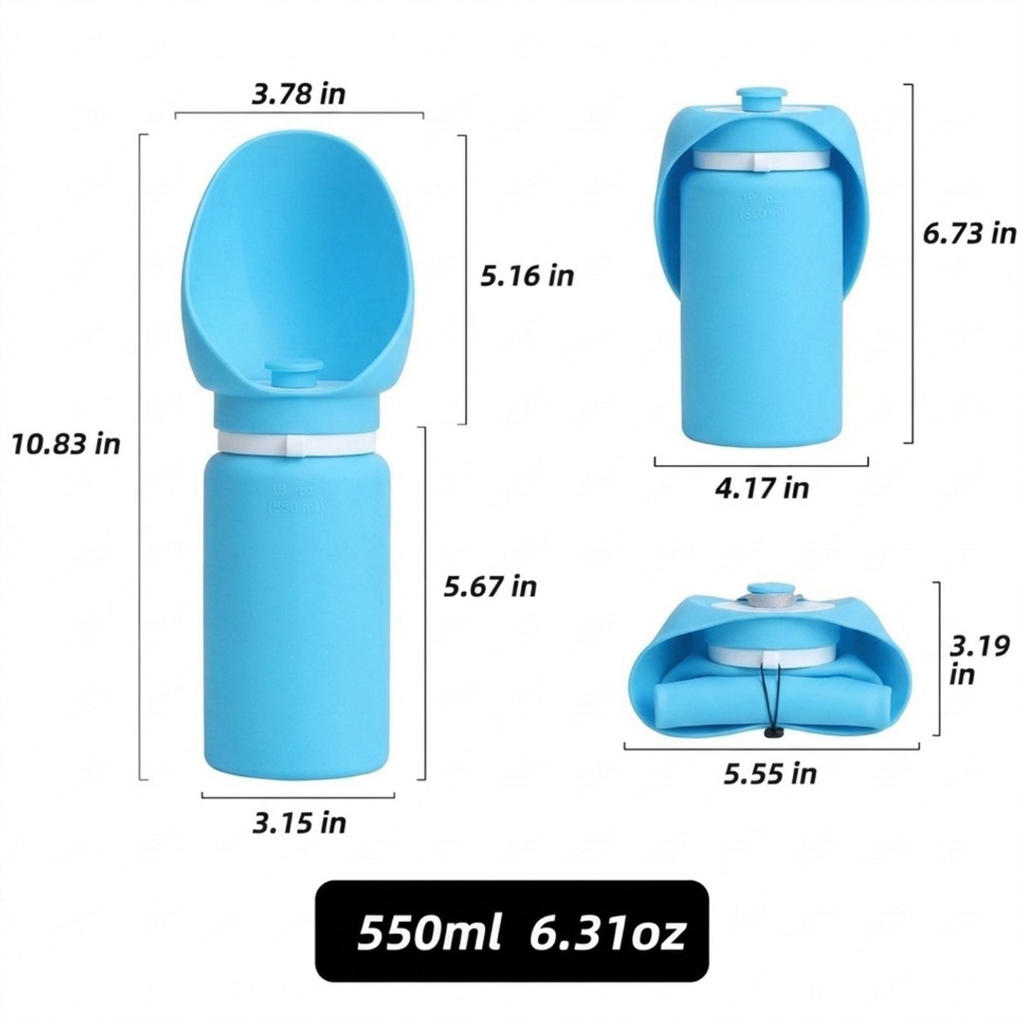 Portable Dog Water Bottle with Built-in Bowl Leakproof Travel Pet Water Dispenser for Dogs