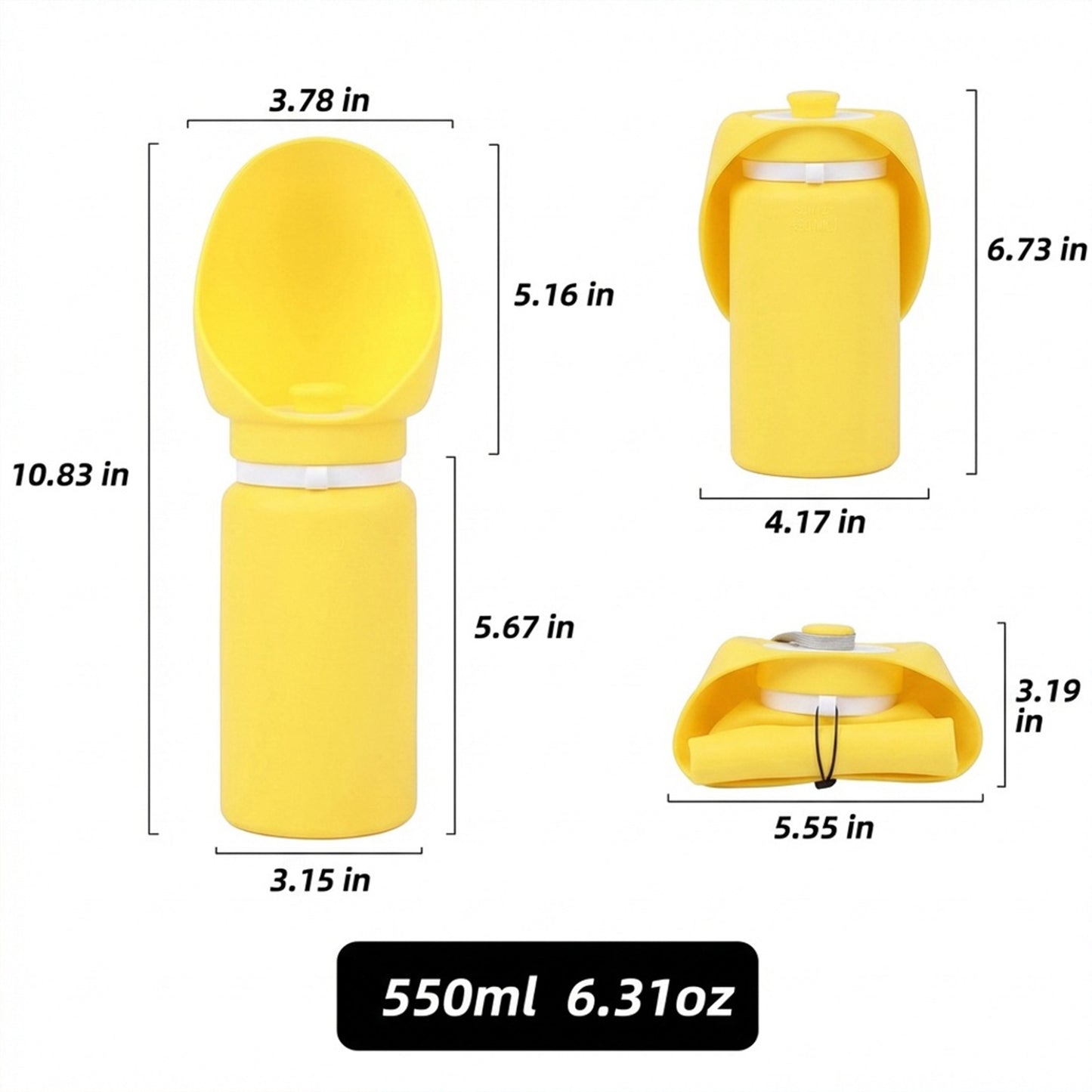 Portable Dog Water Bottle with Built-in Bowl Leakproof Travel Pet Water Dispenser for Dogs